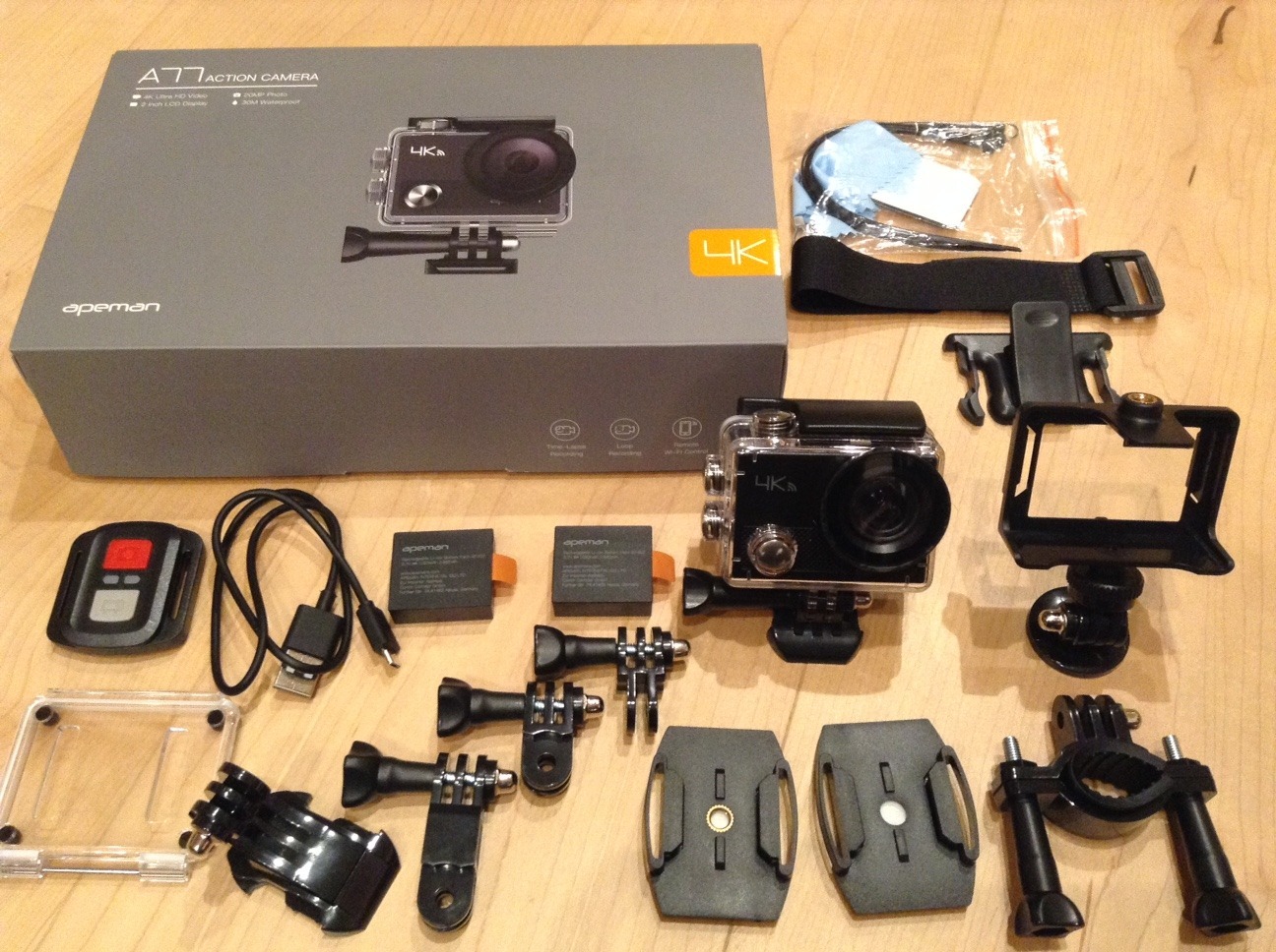 Amazon 進化版 Apeman 7 アクションカメラ Webカメラ 4k高画質 00万画素 リモコン付き Wifi搭載 30m 防水 カメラ Hdmi出力 タイムラプス ループ録画 連写 バッテリー 2 ウェアラブルカメラ 多数アクセサリー１年保証付き Apeman ウェアラブルカメラ