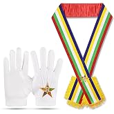 UzairUmair Masonic Order of Eastern Star OES Sash Five Colors with embroidered cotton Large gloves