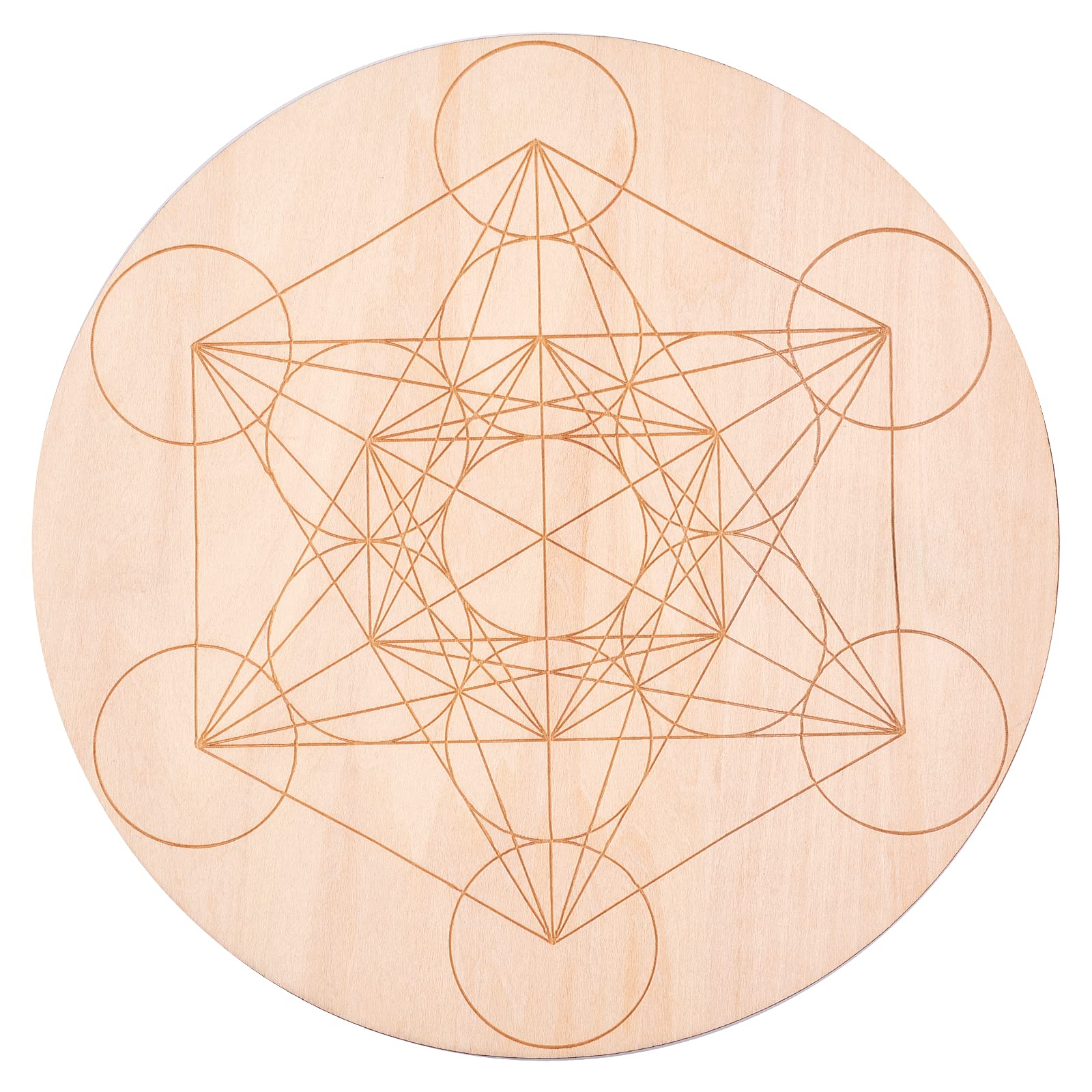 GORGECRAFT Star Pendulum Board Wooden Divination Metaphysics Message Board Wood Carving Board Divination Witchcraft Altar Coaster Eco-Friendly Anti-Scalding Flat Round Shape 7.8inch BurlyWood