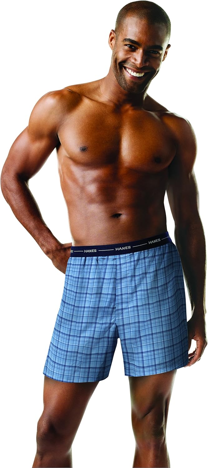 Hanes Men's Tagless Tartan Boxer with Exposed Waistband at  Men’s Clothing store