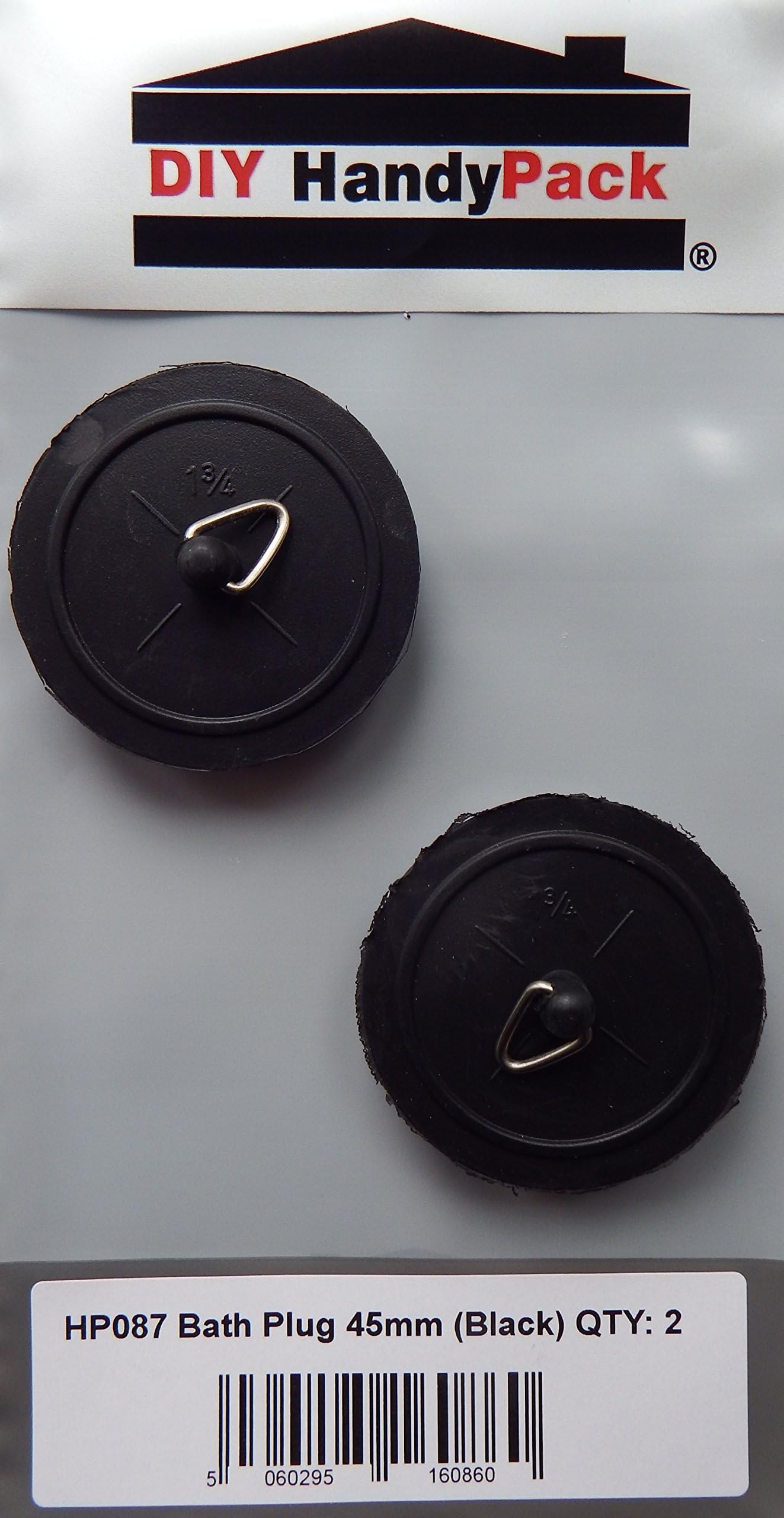 DIY HandyPack - Bath Plug 45mm Black (Pack 2)