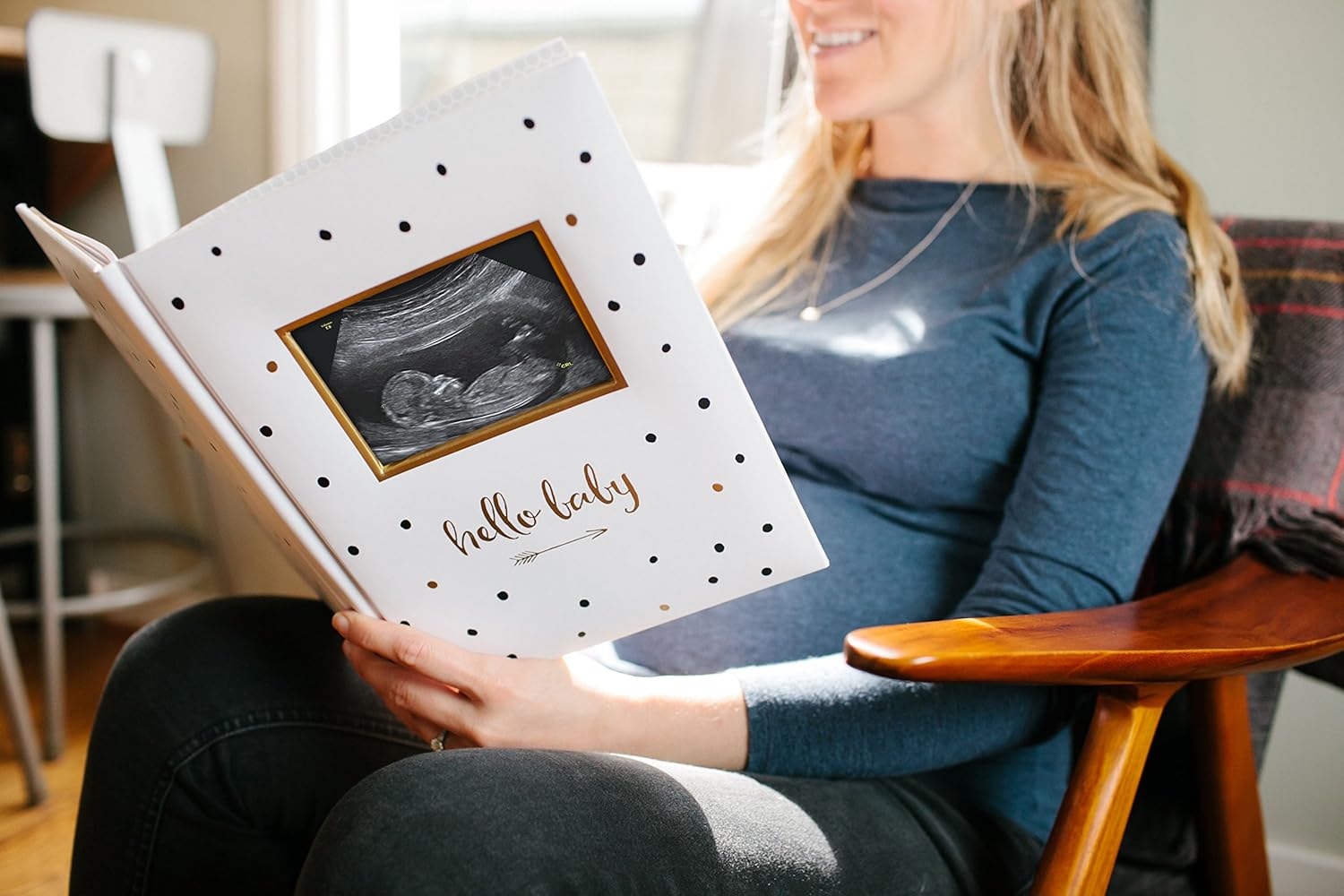 Pearhead First 5 Years Baby Memory Book with Sonogram Photo Insert, Black and Gold Polka Dot : Baby