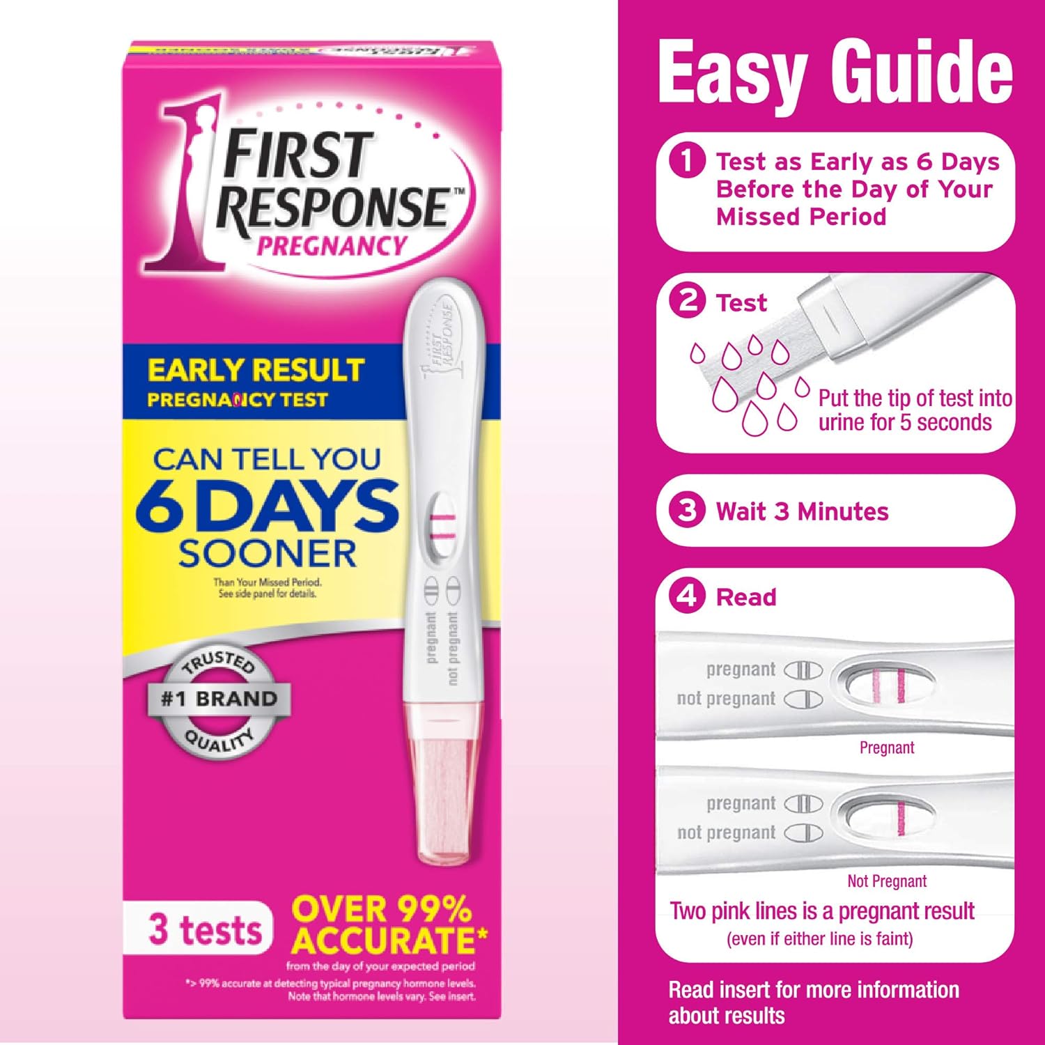 First Response Early Result Pregnancy Test, (Pack of 3 tests) (Packaging & Test Design May Vary): Health & Personal Care