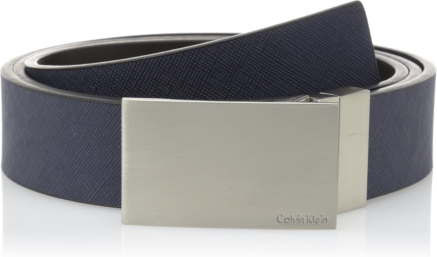 Calvin Klein Men's Reversible Textured Belt with Plaque Buckle, Navy/Black, 30 Amazon.co.uk