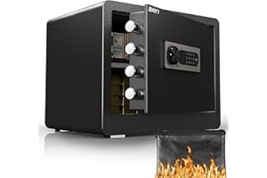 DAYI Safe Box with Fireproof Waterproof Bag, 1.4 Cubic Feet Home Security Safe for Money Cash Valuables, Digital Electronic Keypad, Dual Alarm System, Removable Shelf - D-35