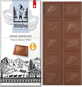 MilkBoy Swiss Chocolates Alpine Milk Chocolate Bars - 3 oz | Premium gourmet treat with creamy milk. Rainforest Alliance cert