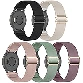5 Pack Stretchy Nylon Watch Band Compatible with Garmin Venu 3/2/4 45mm/Forerunner 265/255 46mm/570 47mm/Vivoactive 4,22mm Soft Adjustable Sports Replacement Strap for Amazfit Bip 5/6/Balance 2