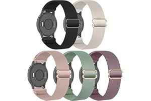 KOLLODY 5 Pack Stretchy Nylon Watch Bands Compatible with Garmin Venu 2S/Vivoactive 4S/Venu 3S/Vivomove 3S,18mm Loop Elastic Fabric Adjustable Straps for Garmin Forerunner 265S/255S/255S Music Women Men