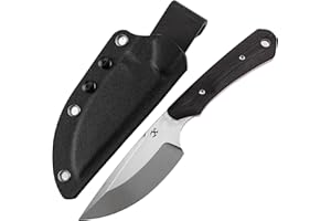 KANSEPT KANSPET Flank Fixed Blade Knife, 3.69" Stonewashed Sharp D2, Black & Red G10 Ergonomics Handle, Adjustable Kydex Sheath for EDC Hunting Survival Camping G006A2