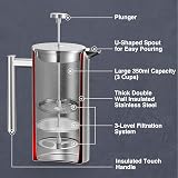 VonShef 3 Cup Cafetiere Stainless Steel 350ml Double Walled French Press view 3