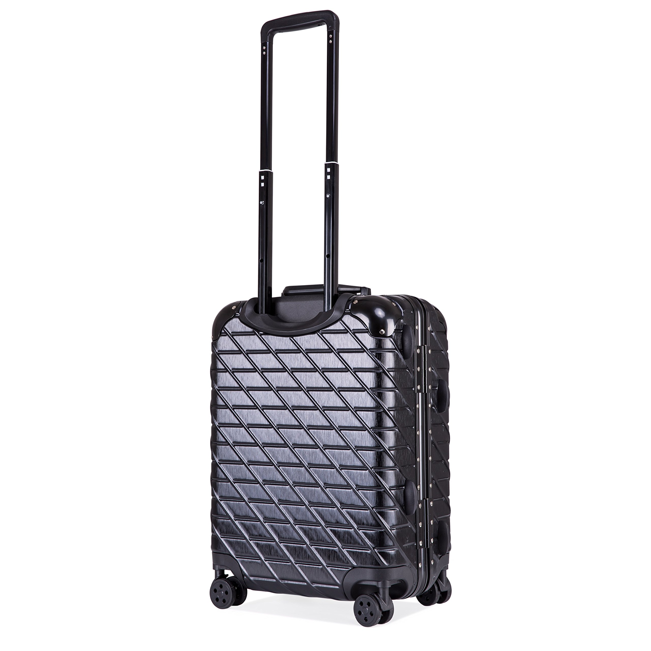 ECCORE 20 inch Lightweight Suitcase ABS Hard Shell Travel 4 Wheel Case Carry On Hand Luggage (57CM/ 48L, Black)