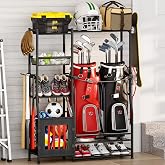 Sports Equipment Organizer Garage Organization , Golf Bag Storage Rack, Organizer for 2 Golf Bag , Indoor/Outdoor Ball Storage Bins for Toy Sports Gear Storage, Ideal for Home, Garage, Club, Basement