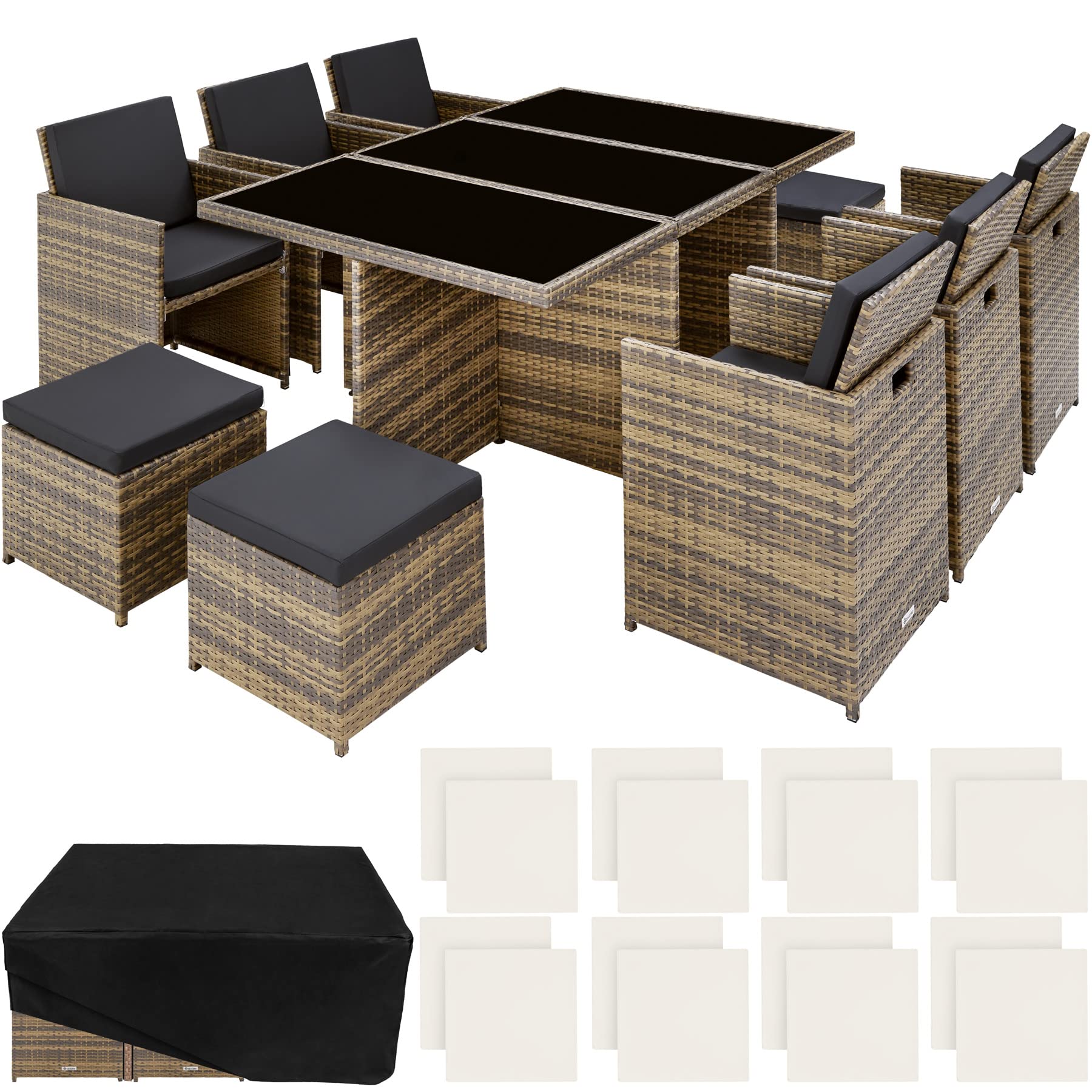 tectake-800855-Conjunto-de-Muebles-de-Jardin-Poliratan-Set-Exterior-6X-Sillas-4X-Sillones-Puf-1x-Mesa-Incl-Funda