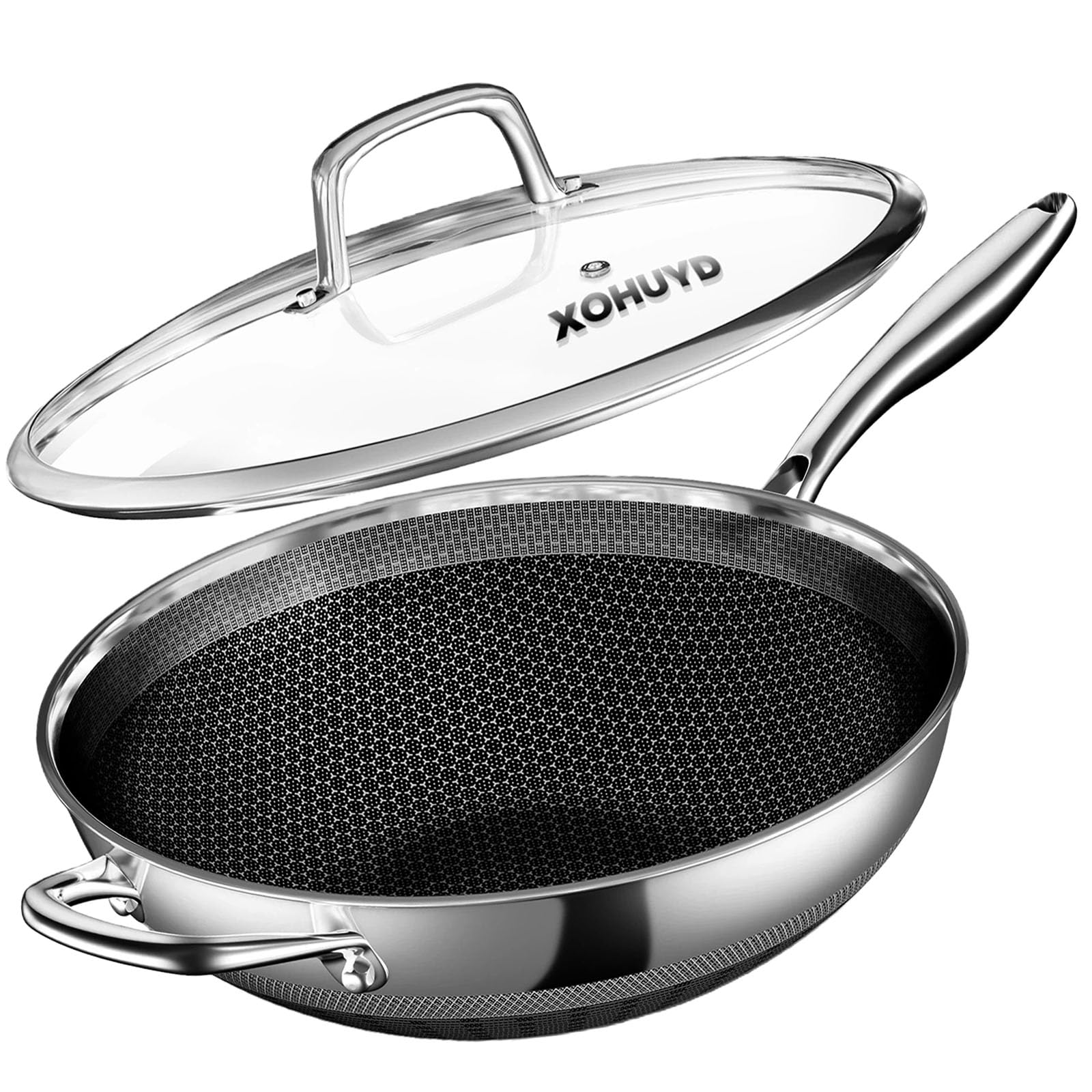 View 1 of **MISSED PARTS**
XOHUYD Wok Pan, 13-Inch Stainless Steel Woks & Stir-Fry Pans Nonstick, Wok Pan with Lid for Induction, Electric, Gas, Halogen, All Stoves, Professional PFOA Free Cookware, Dishwasher & Fast Heat