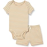 Amazon Essentials Unisex Babies' Bodysuit and Short Set