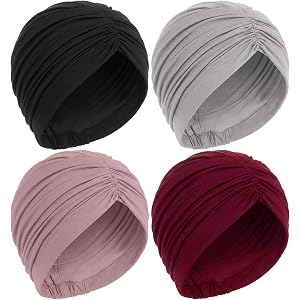JenPen 4 Pcs Chemo Headwear for Women, Soft Pre-Tied Headscarf, Stretch Sleeping Cap for Cancer Patient Alopecia Hair Loss