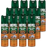 Repel Sportsmen Max Mosquito &amp; Insect Repellent 6.5 Oz, 40% DEET, 12 Pack | Repels Mosquitoes, Ticks, Gnats, Biting Flies, Chiggers &amp; Fleas, Long-Lasting Bug Spray, For Outdoor &amp; Active Families