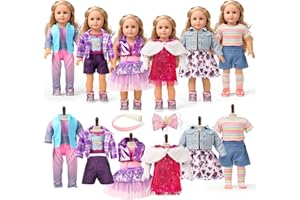 CLBABY 18-Inch American Doll Clothes Accessories - 19Pcs Fashion 18 Inch Doll Outfit Set for Girls Gifts, Includes 3 Dresses, Lounge Suit, Workout & Yoga Sets and Accessories for 18 Inch Dolls