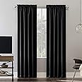 Sun Zero Oslo Theater Grade Extreme Total Blackout Rod Pocket Curtain Panel, 52" x 63", Black