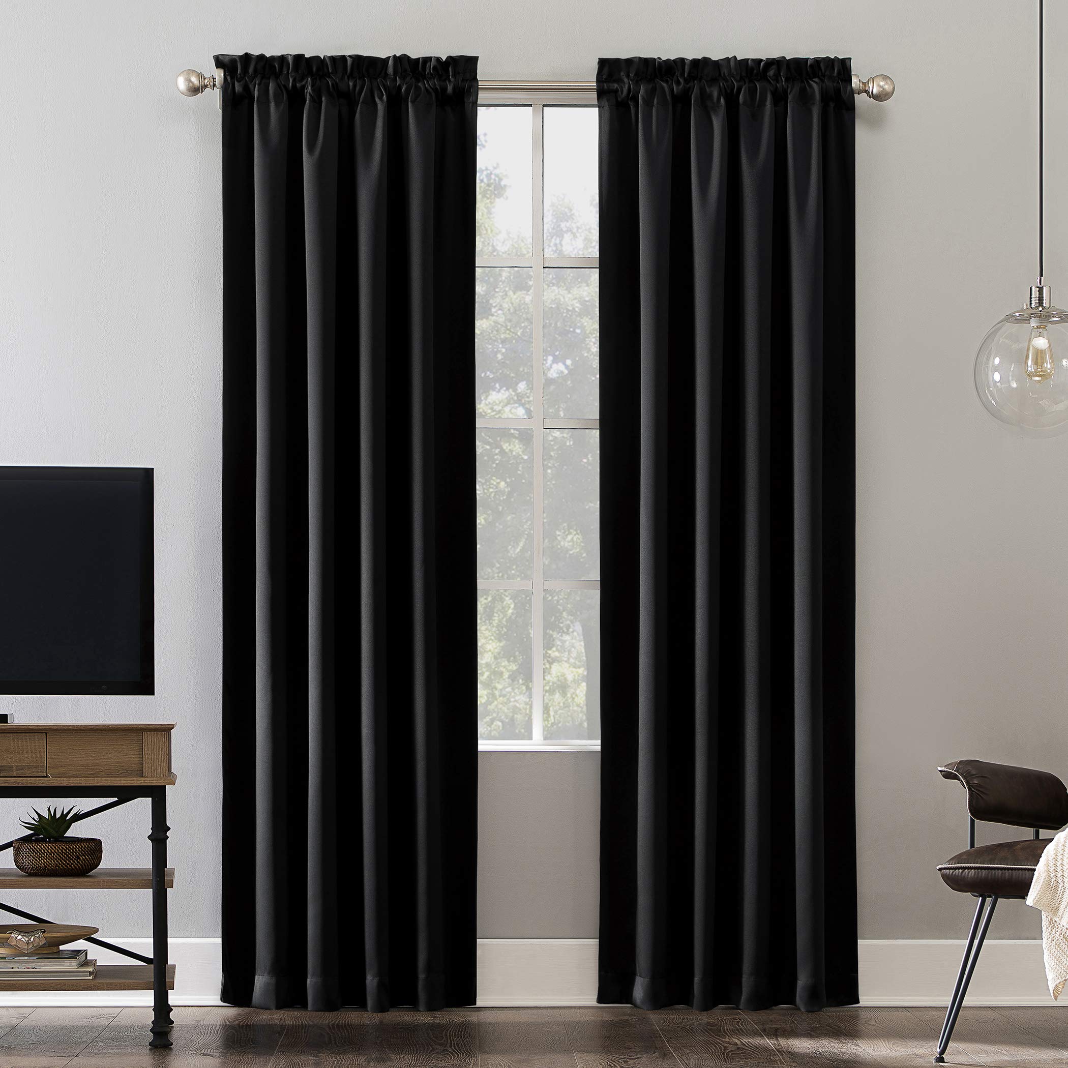 Sun Zero Oslo Theater-Grade Extreme Total Blackout Curtains, Black, 52" x 63" — image 1
