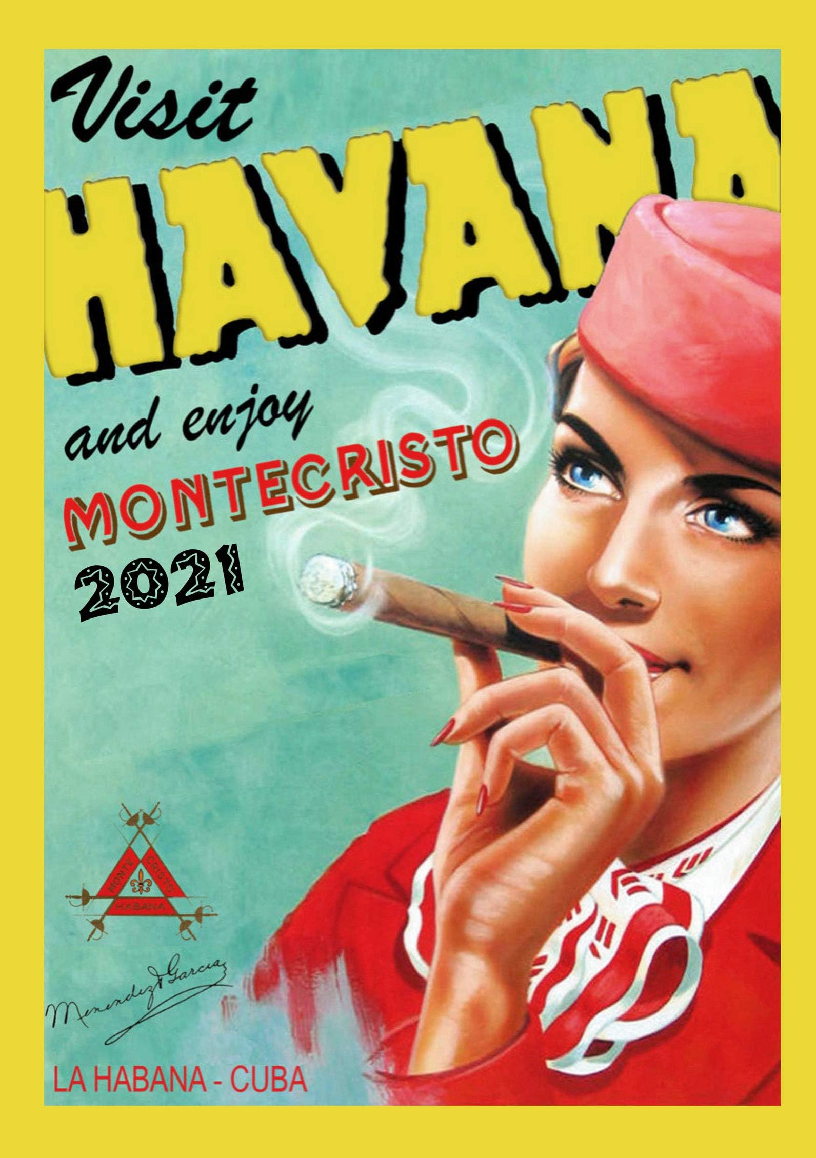 2023 Wall Calendar [12 Pages 8"x12"] Stewardess Airplane Vintage Travel Poster