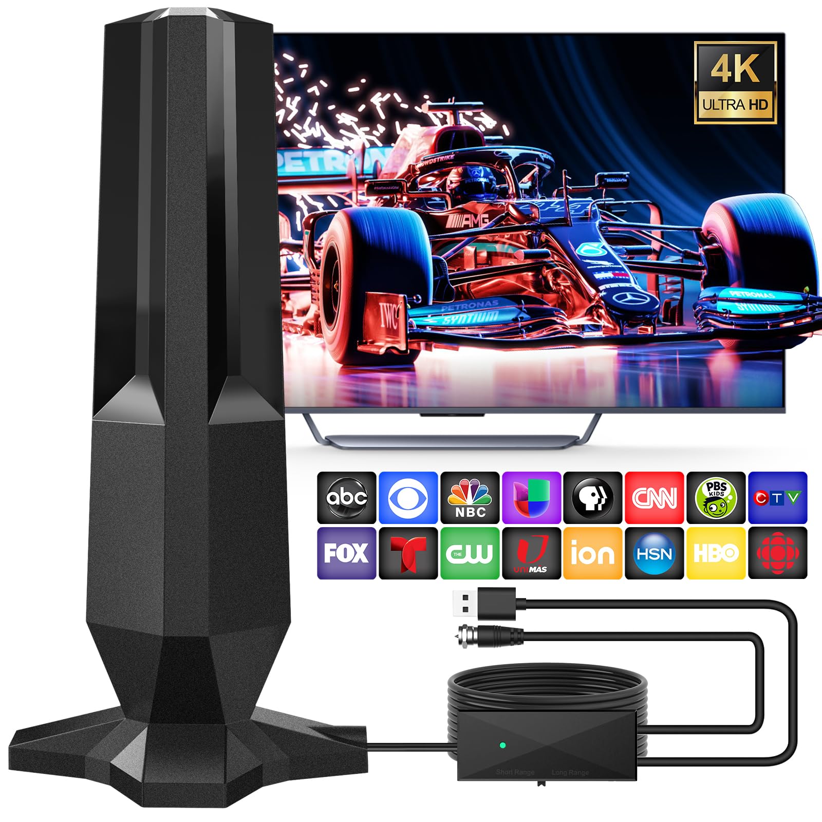 Photo 1 of 2025 TV Antenna,TV Antenna for Local Channels 1900 Miles Range,HDTV Antennas Support 4K 1080p Smart TVs-TV Antennas Indoor-Smart HD Antena with 30ft Coax Cable