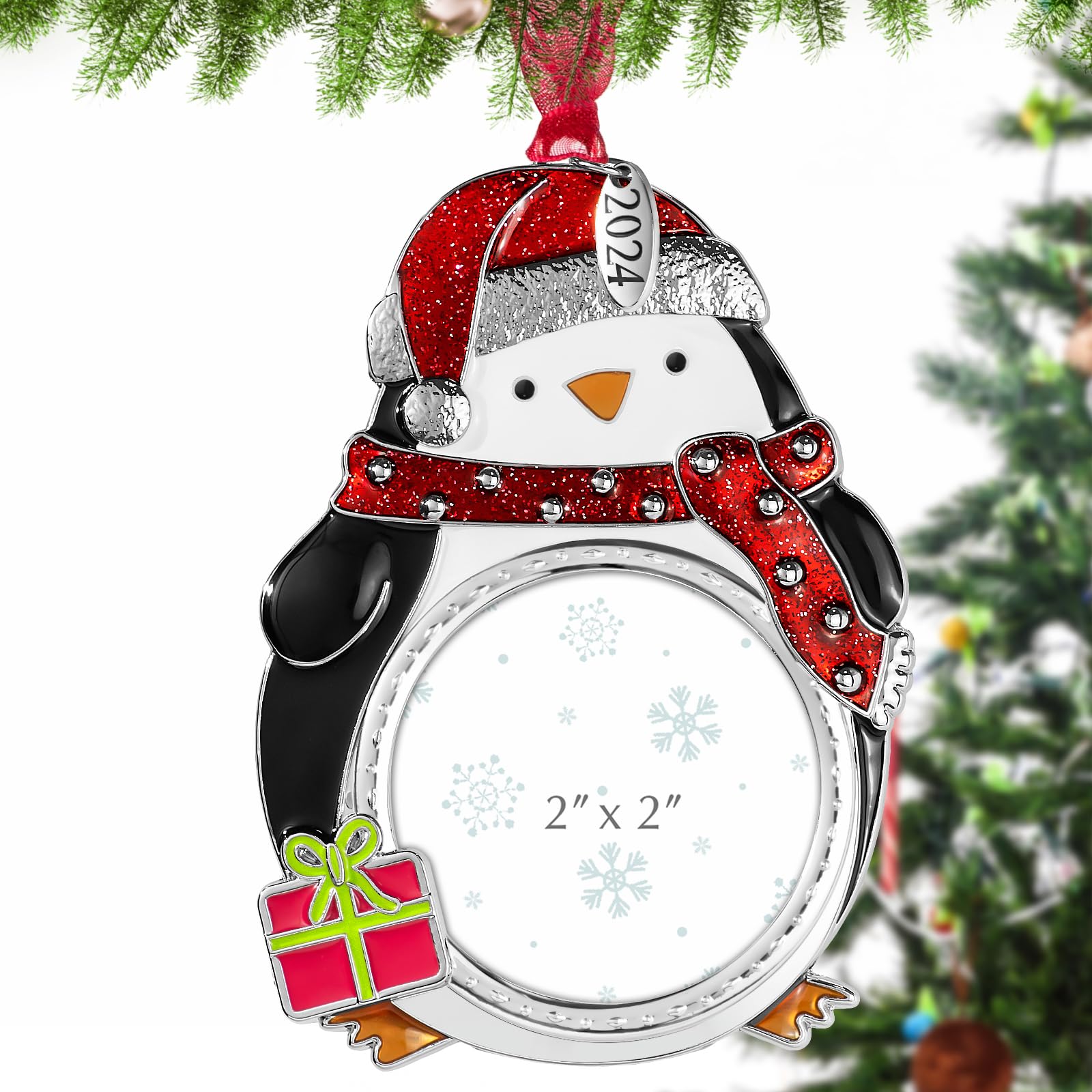 Photo 1 of ?Christmas Penguin 2024? Christmas Tree Ornaments with 2" Photo Frame Insert, Bringing Cute and Warm Christmas Decoration to Babies, Families, and Couples Perfect