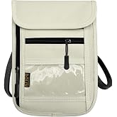 RFID Blocking Travel Neck Wallet Pouch and Passport Holder, Travel Neck Pouch Passport Holder for Women &amp; Men - Beige