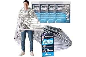 FRONTLINE Mylar Emergency Blankets 54" x 84" | Lightweight Thermal Survival Space Blanket, Waterproof & Windproof Foil Blanket for Camping, Hiking, First Aid & Disaster Preparedness (4)