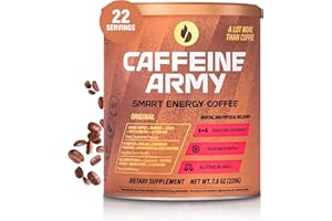 CAFFEINE ARMY Smart Energy Coffee, Keto Instant Coffee, Collagen, MCT Oil for Focus, L-Carnitine, Gluten Free Sugar Free Super Coffee Functional Drink Mix, Hot or Iced, Original, 7.76 oz, 22 Servings