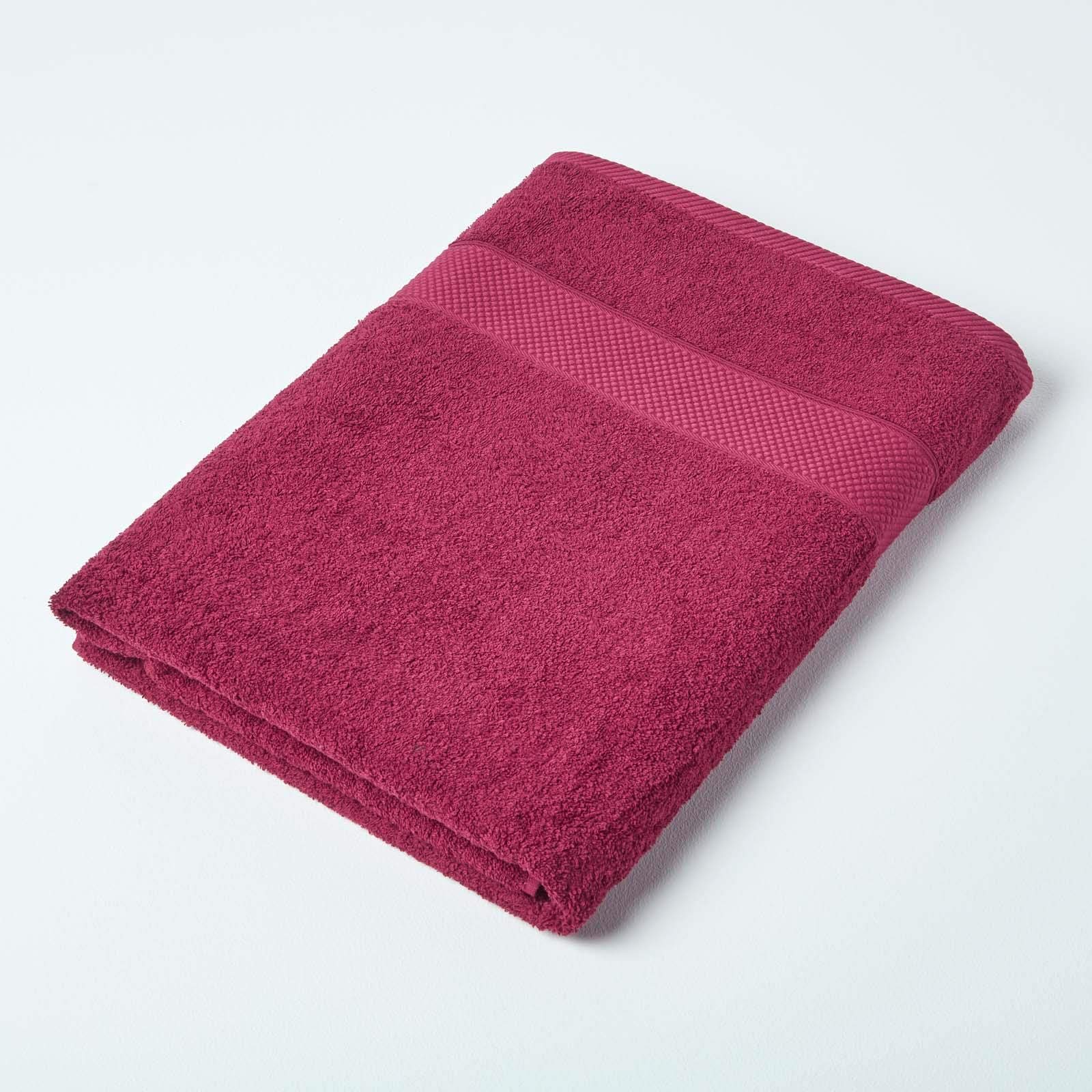 HOMESCAPES Burgundy Turkish Cotton Jumbo Towel Super Soft Thick & Absorbent 500 GSM Towel Heavy Weight for everyday Luxury