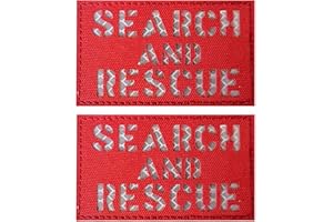 JUJUPUPS 2 Pack Reflective Search and Rescue SAR Patch with Hook Back for Service Harness Tactical Vest patch (SAR-2)