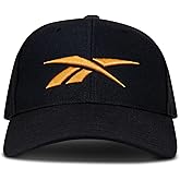 Reebok Vector Baseball Hat | Quick-Drying | Adjustable | Snapback | Everyday | Sun Protection - Black w/Electric Amber