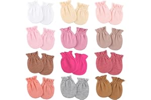 DRESHOW BQUBO 12 Pairs Baby Mittens Newborn Infant Toddler Mittens No Scratch Cotton Elastic Wrist Gloves for Boys Girls 0-6 Months