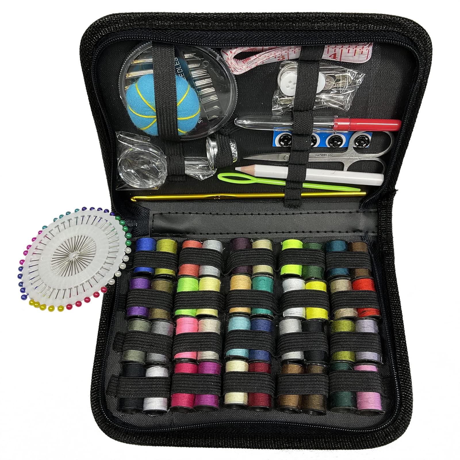 Sewing Kit Sewing Box, 129 Pieces Portable Mini Sewing Accessories, Sewing Kit for Adults with Sewing Needles Sewing Thread Sewing Scissors, Measure Tape