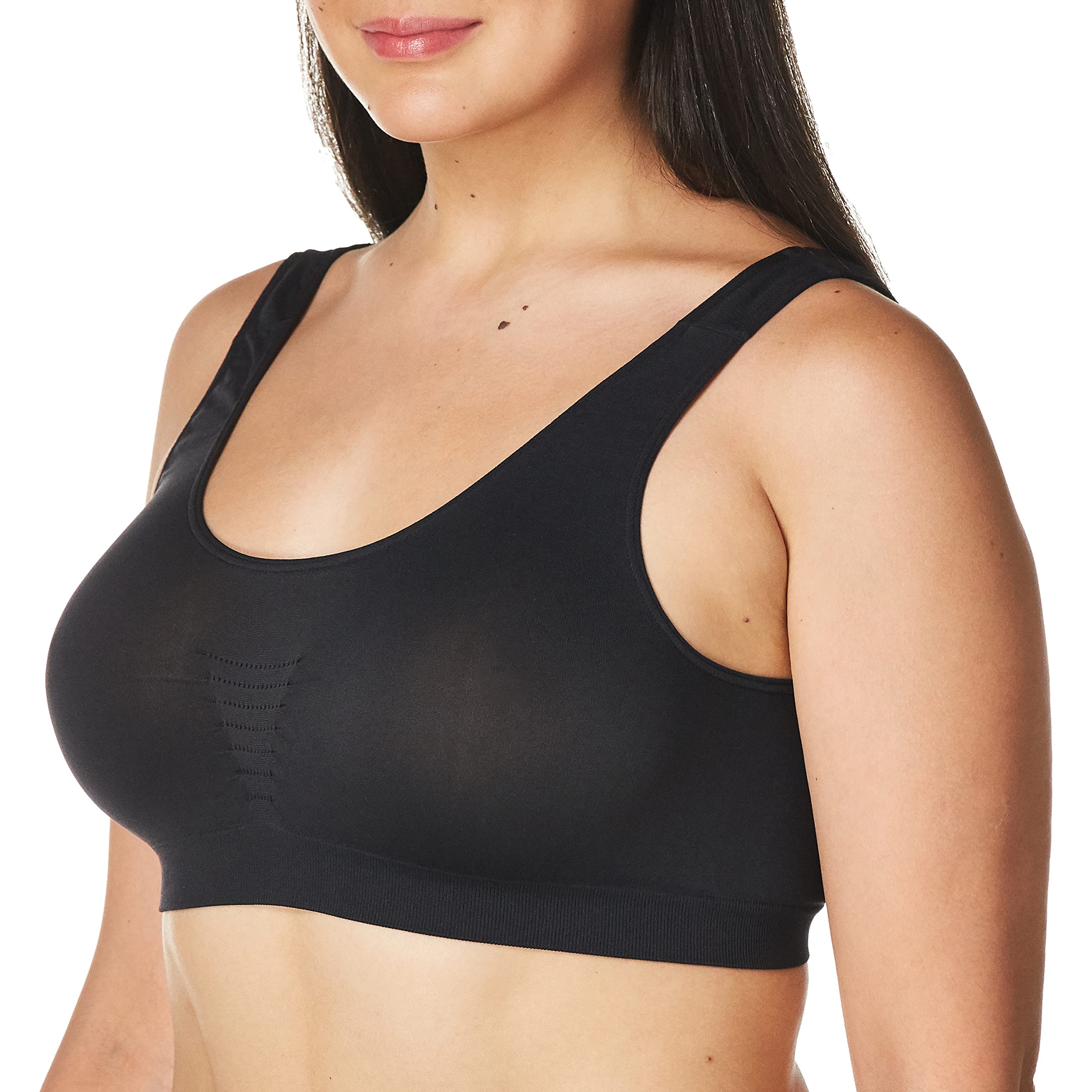 Bali Women's Microfiber Bralette Pack, Comfort Revolution Seamless T-Shirt Bra, Crop Top Bralette, 2-Pack