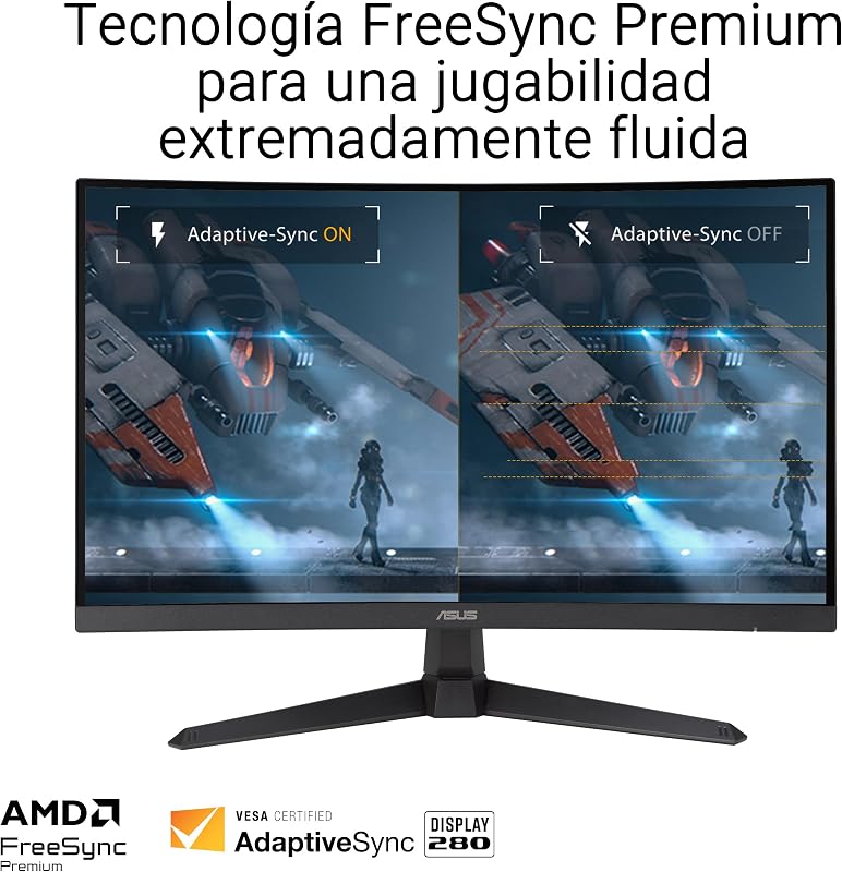 TUF Gaming VG27VQM1B - Monitor Gaming de 27 Pulgadas Full HD, Curvo, 280 Hz, ELMB, 1 ms de Tiempo de Respuesta, FreeSync Premium, 90% DCI-P3, DisplayWidget Center