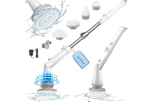 LyriFine Electric Spin Scrubber LY8, 2024 Upgraded Cordless Cleaning Brush with 2 Adjustable speeds, Power Shower Scrubber with Long Handle, 4 Replaceable Brush Heads for Bathroom, Tub, Tile, Floor