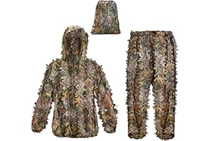 ELJGKKL Ghillie Suit, Adult 3D Leafy Suit for Hunting, Hunting Gear Including Leafy Jacket, Camo Hunting Pants and Carry Bag, Lightweight Leafy Camo Suit for Turkey Hunting