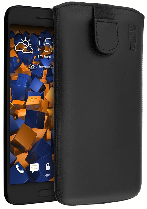 mumbi ECHT Ledertasche für HTC 10 Tasche Leder Etui (Lasche mit Rückzugfunktion Ausziehhilfe)