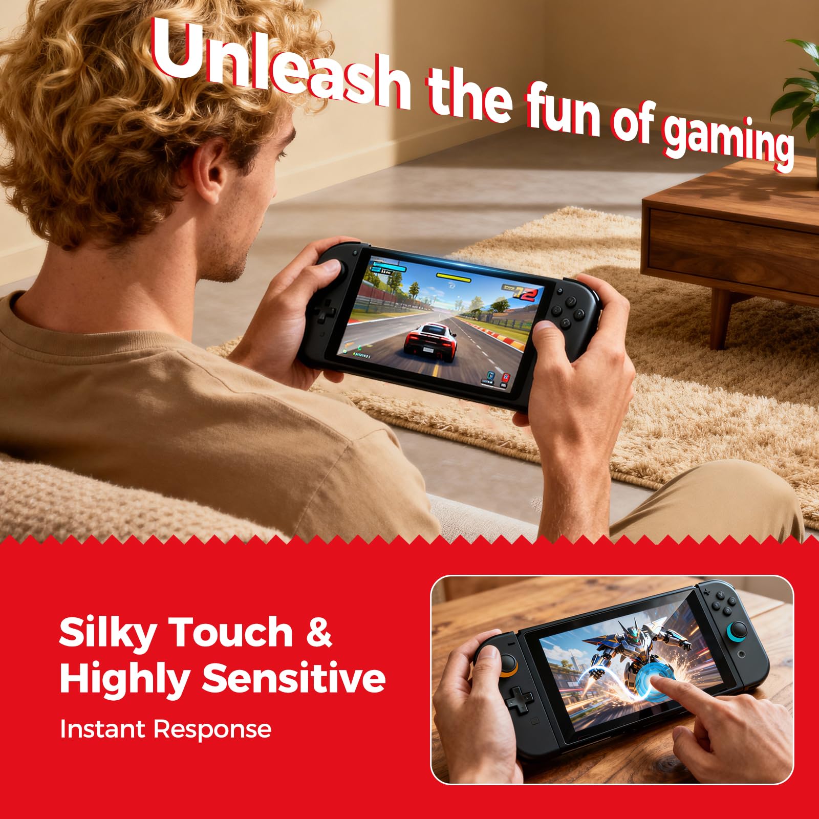 NEWDERY Displayschutzfolie für Nintendo Switch 2, 9H gehärtetes Glas, automatische Ausrichtung, blasenfreie, Anti-Fingerabdruck, kratzfest, Touchscreen‌‌, HD-klare Vollabdeckung, 2er-Pack 2