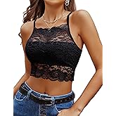 Avidlove Lace Bralette for Women High Neck Camisoles Racerback Double-Layered Crop Top
