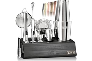 Pro Cocktail Kit | Mixology Bartender Kit | 14-Piece Cocktail Shaker Set | Martini Home Bartending Bar Accessories | Incl. 35