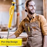Hiboom 2 Pack Carpenter Pencil with 14 Refills Long Nosed Sharpener Black Yellow view 8