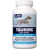 Taurine Supplement for Dogs Meets RDA of 500 mg per 25lbs Weight Unlike Most Alternatives, 120ct, Helps Maintain Dog Heart Health, Normal Function of the Cardiac Muscle &amp; Normal Blood Flow