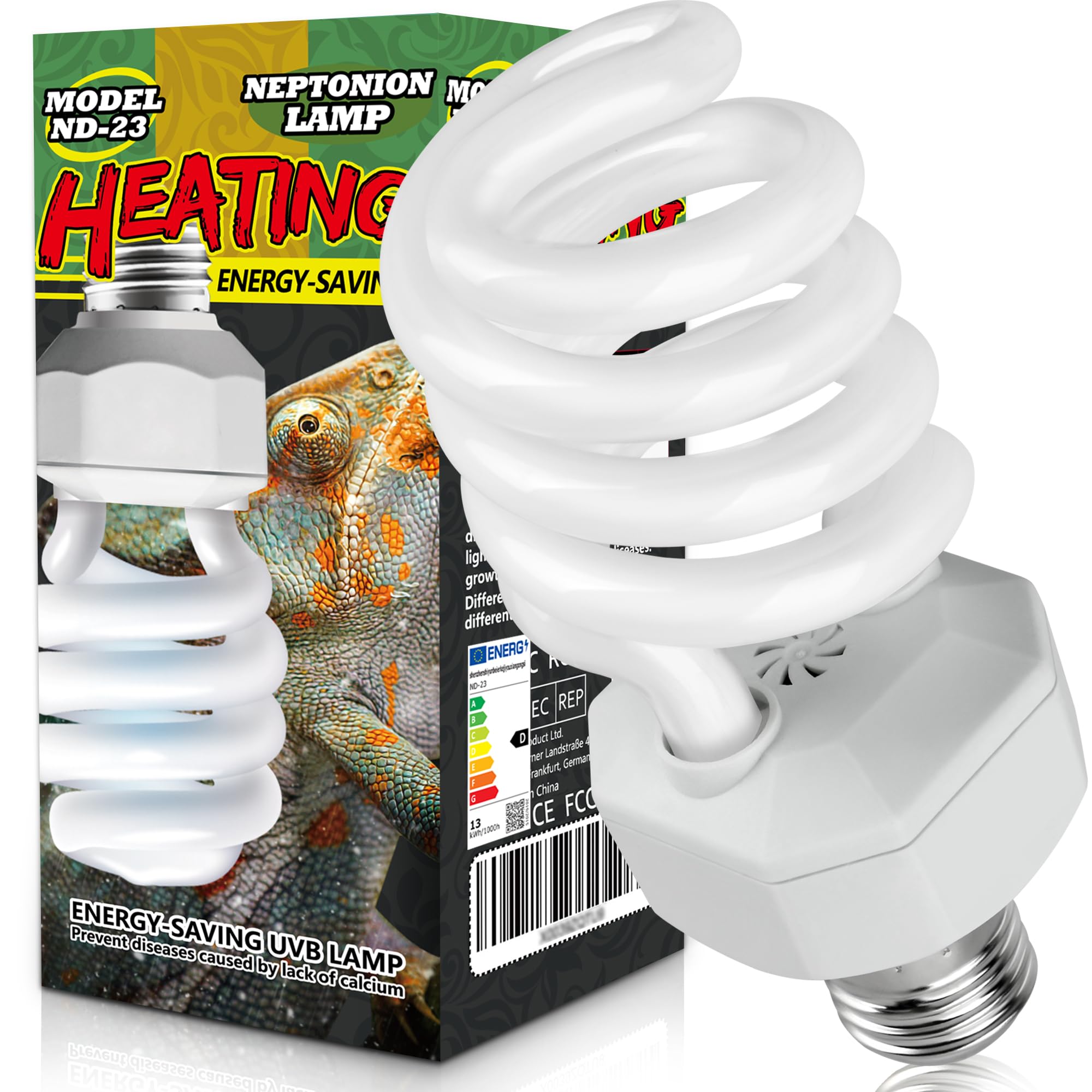 NEPTONION UVA UVB 5.0 Reptiles Bulb, 26W Dual-Threat UV Light Bulb, Compact Fluorescent Lamp, Suitable for Rainforest Reptiles