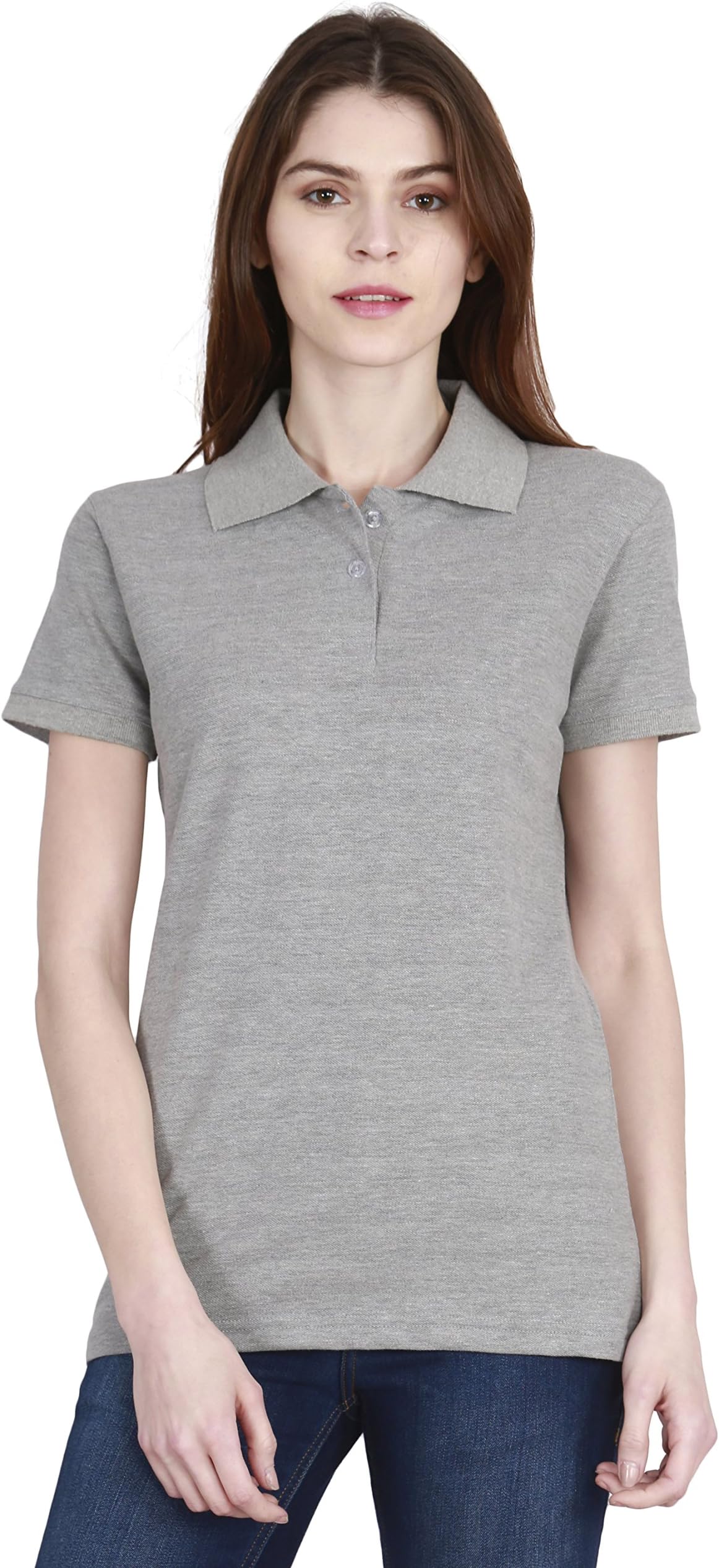 Women's Cotton Plain Polo Neck Half Sleeve T-Shirt