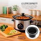 Swan SF17010N 1.5 Litre Slow Cooker 3 Settings Glass Lid 120W Stainless view 3