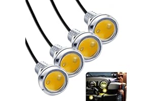 JRQLOV 4Pcs 23mm COB DC 12V Eagle Eye LED Car Fog DRL Daytime Running Light Car ATV Camper Trunk Motorcycle Marker Lights Lamp Tail Reverse Fog Light Signal Lamp (Warm white)