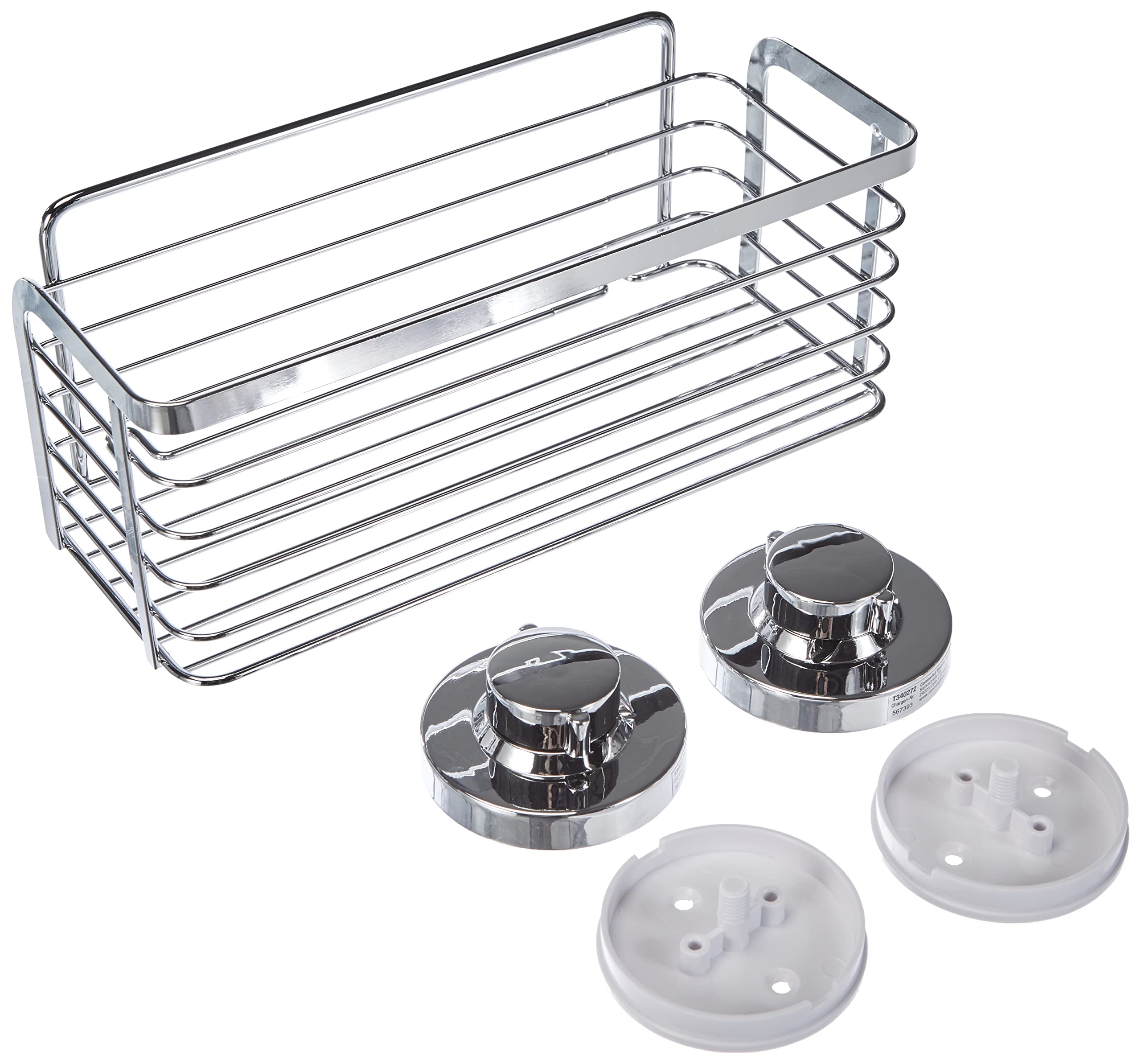 Cornat Shower Basket 3 in 1 Wall Mounted 3 Different Mounting Options with Suction Cup Adhesive Pad and Drilling Chrome-Plated, T340272